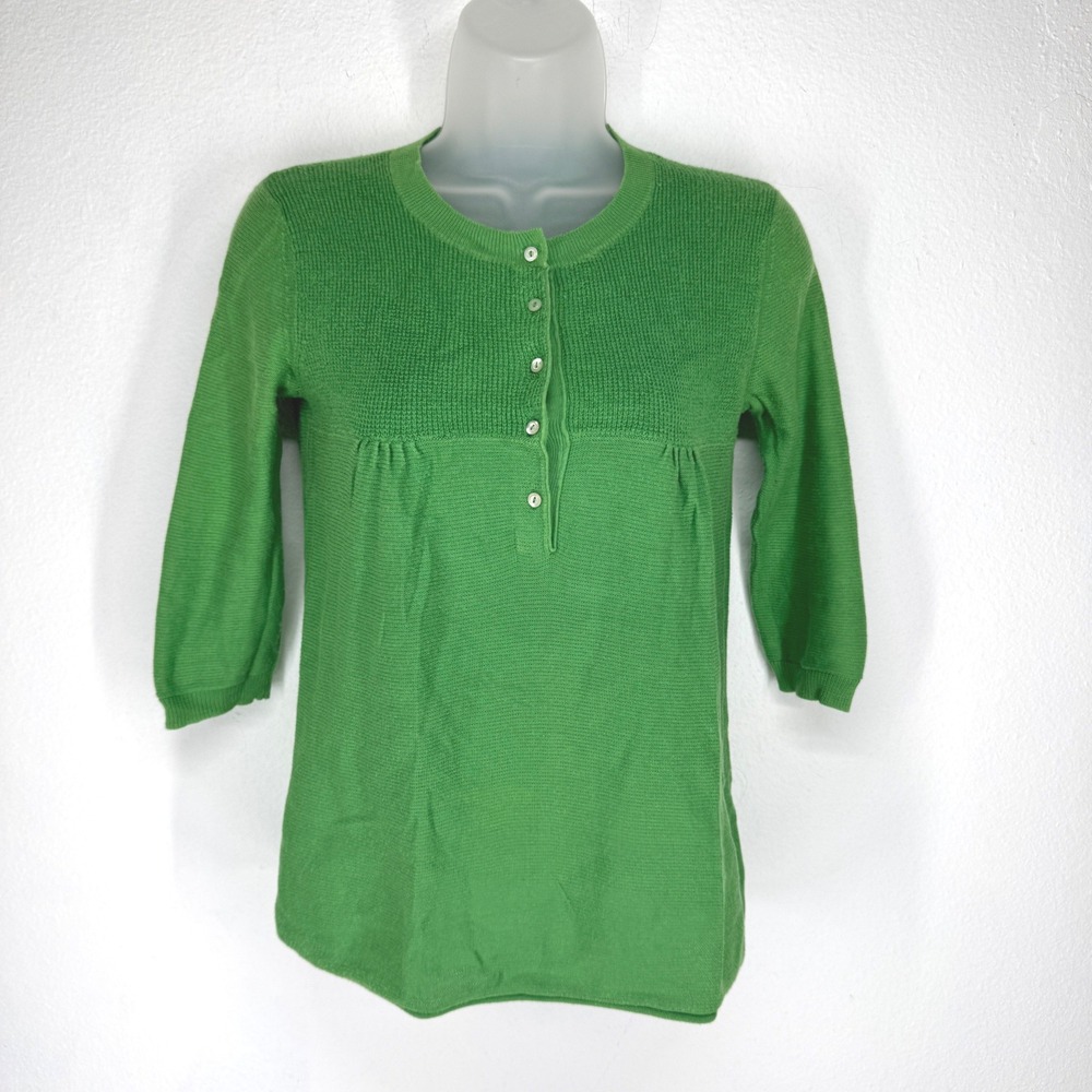 Gap Y2K Babydoll Henley Knit Top Empire Waist XS Layer Button‎ Preppy Academia